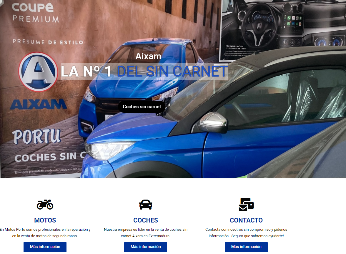Vehículos coches y camionetas sin carnet Aixan en Extremadura Portu Guareña